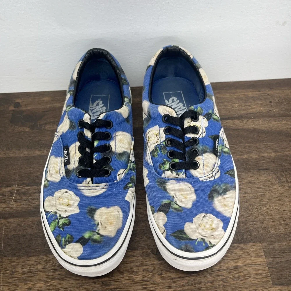 Vans Romantic Floral Lapis Blue Low Top Skate Shoes Men's 7 Womens 8.5 Floral - Picture 2 of 15